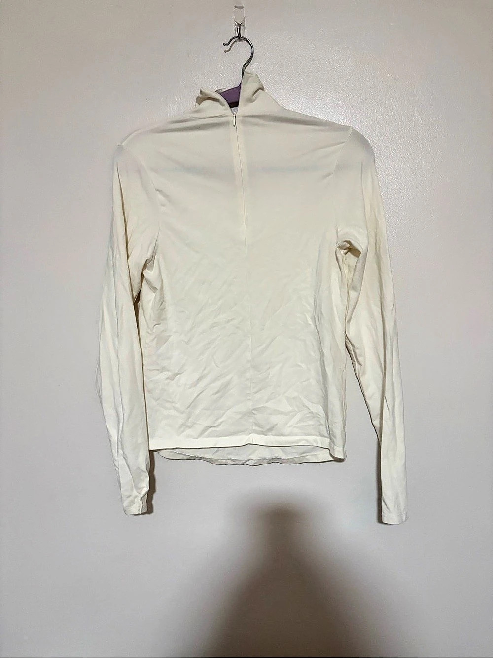 Cream Quarter-Zip Long Sleeve Top